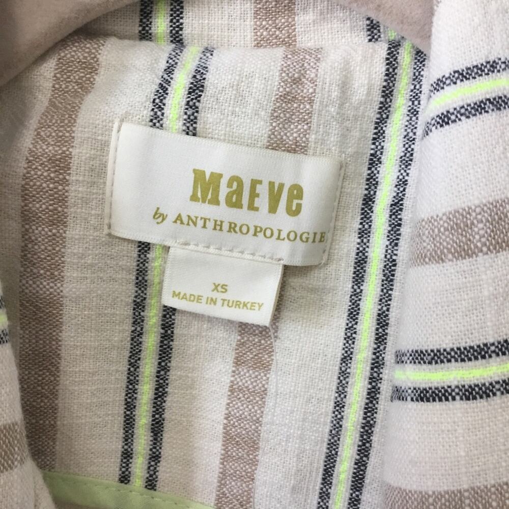 Anthropologie Maeve Cream Danielle Striped Blazer - Picture 2 of 16